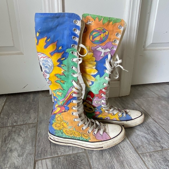 HAND PAINTED, CUSTOM, knee length converse! - Picture 2 of 4